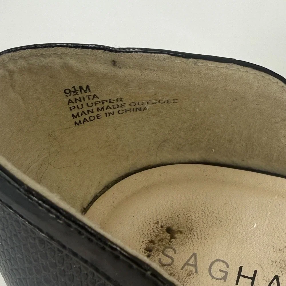 Sag Harbor Anita Heeled Sandals Womens US 9.5M Black Bow Detail Peep Toe Slip On